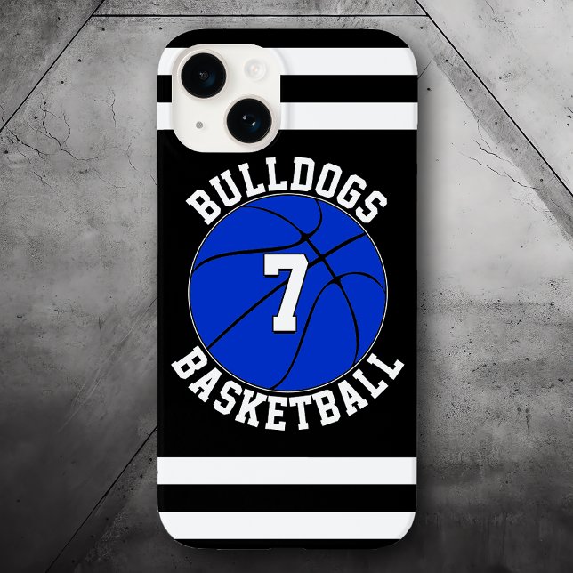 Número do Jogador de Nome da Equipe de Basquete Az (blue basketball phone case with custom basketball team name and player number)