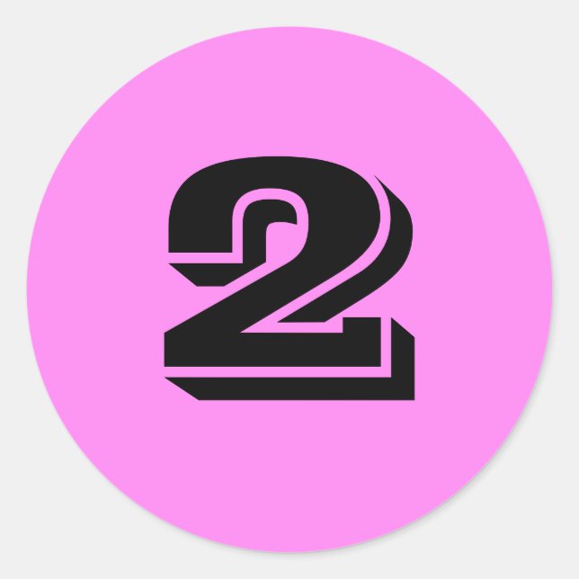 Número dois grandes adesivos redondos violetas por (Frente)