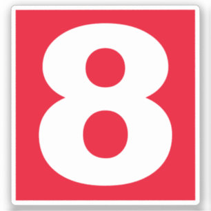Número oito adesivo vermelho e branco