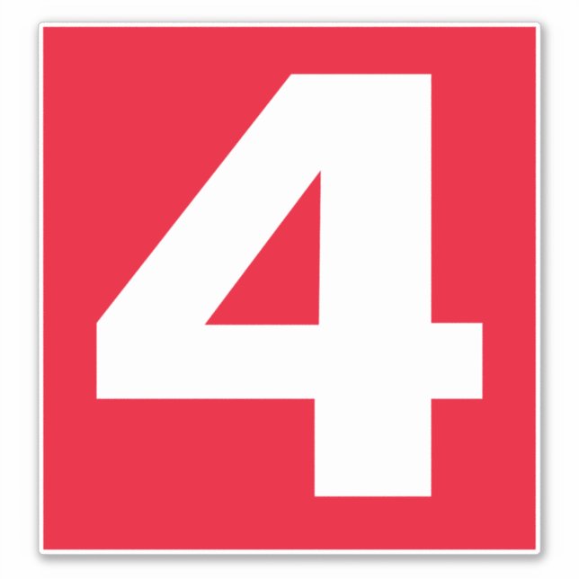 Número quatro, adesivo vermelho e branco (Frente)