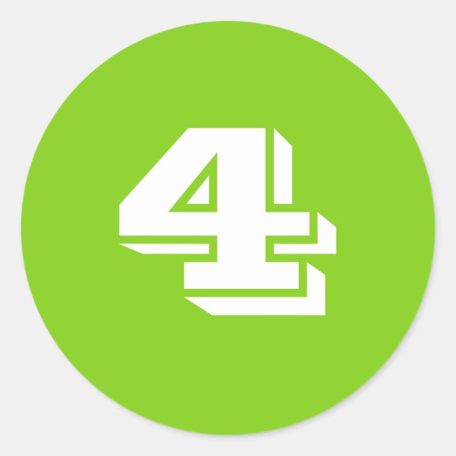 Número quatro grandes adesivos verdes redondos de  (Frente)
