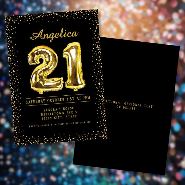 Números de Balões aniversário de 21 anos Convite (Number Balloons 21st Birthday Invitation.)