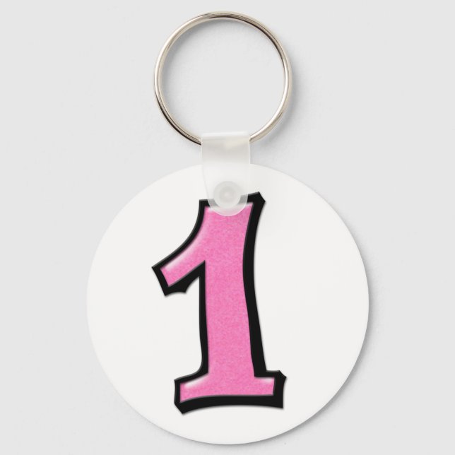 Números de bobo 1 Chaveiro cor-de-rosa (Frente)