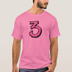 Números de bobo 3 rosa T-shirt masculina