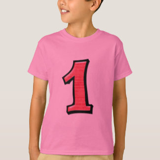 Números de Bobos 1 camiseta vermelha para crianças