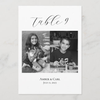 Números de cartão de mesa de fotos de infância de 