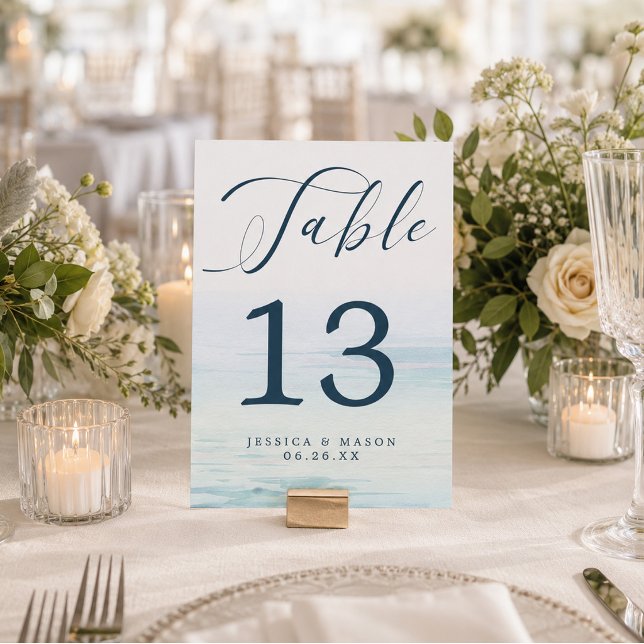 Números de Mesa Casamento Praia Oceano 5x7 (Criador carregado)