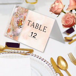 Números De Mesa Da Borboleta Floral Laranja De Pér