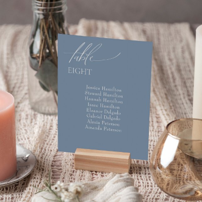 Números de mesa de assento azul empoeirado de casa (Add a touch of charm to your special day with our exquisite wedding table number cards.)