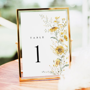 Números de Mesa de Casamento com Girassóis Amarelo