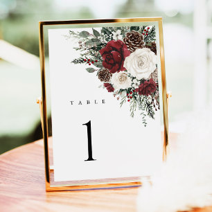 Números de Mesa de Casamento Floral de Inverno Bor