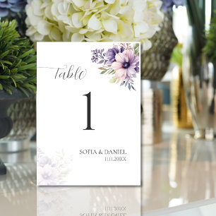 Números de Mesa de Casamento Floral Lavanda Elegan