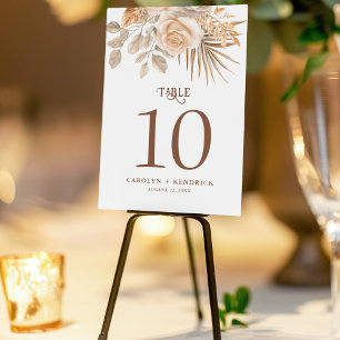 Números De Mesa De Casamento Floral Neutro De Boho