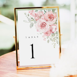 Números de Mesa de Casamento Floral Rosa Rubor