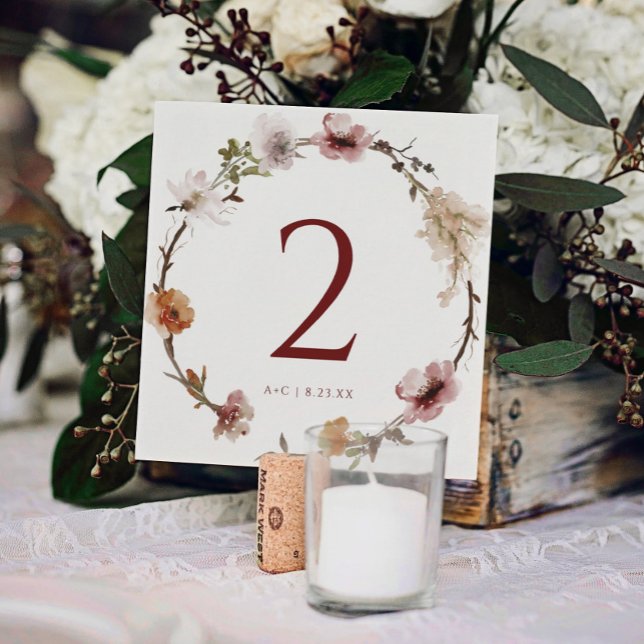 Números de Mesa de Casamento Floral Terracota Boho (Criador carregado)