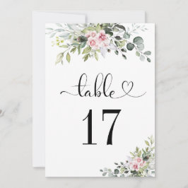 Números de Mesa de Casamento Rosa Rosa Verde