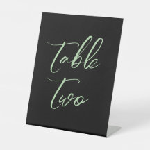 Números de mesa de casamento verde preto elegante