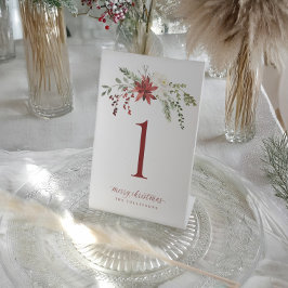 Números de Mesa de Natal Elegantes Bagas Verdura