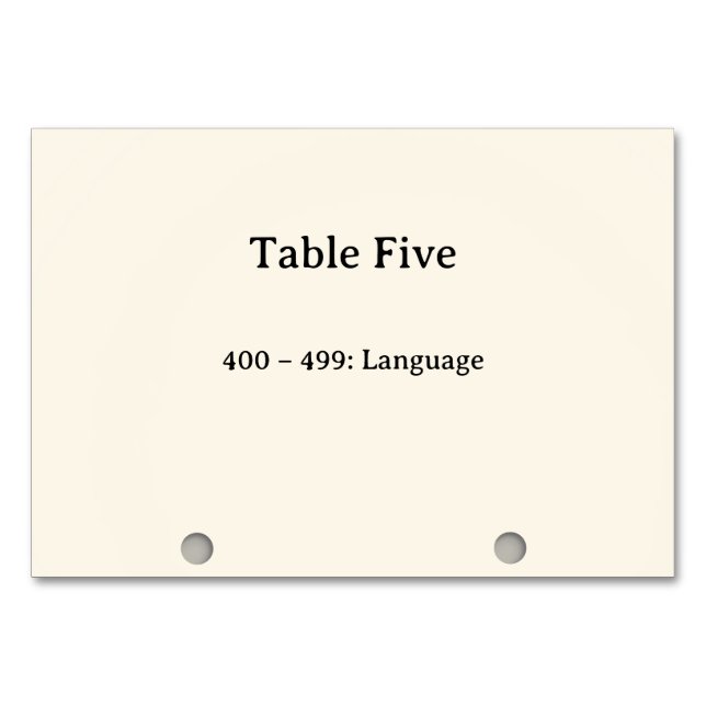 Números de Mesa do Catálogo de Cartões do Sistema  (Frente)