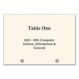 Números de Mesa do Catálogo de Cartões do Sistema