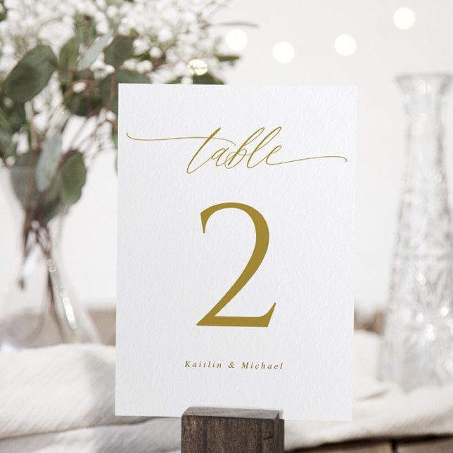 Números de Mesa Dupla de Casamento em Ouro Elegant (Criador carregado)