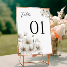 Números de Mesa Elegante De Flor Russo Branco