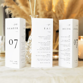 Números de Mesa Elegantes ISSA Trifold com Menu