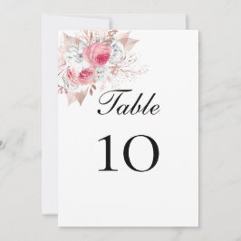 Números de Mesa Floral Dourada Rosa Branca Rosa Ro