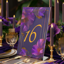 Números de Mesa Violeta Luminoso para Casamento