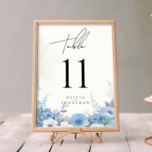 Números de Tabela de Casamento Elegante Floral Azu
