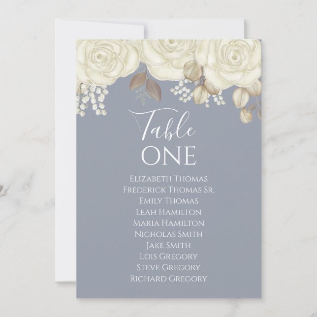 Números de Tabela de Casamento Floral Azul Elegant (Frente)