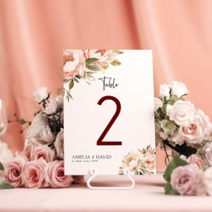 Números De Tabela De Casamento Floral De Watercolo