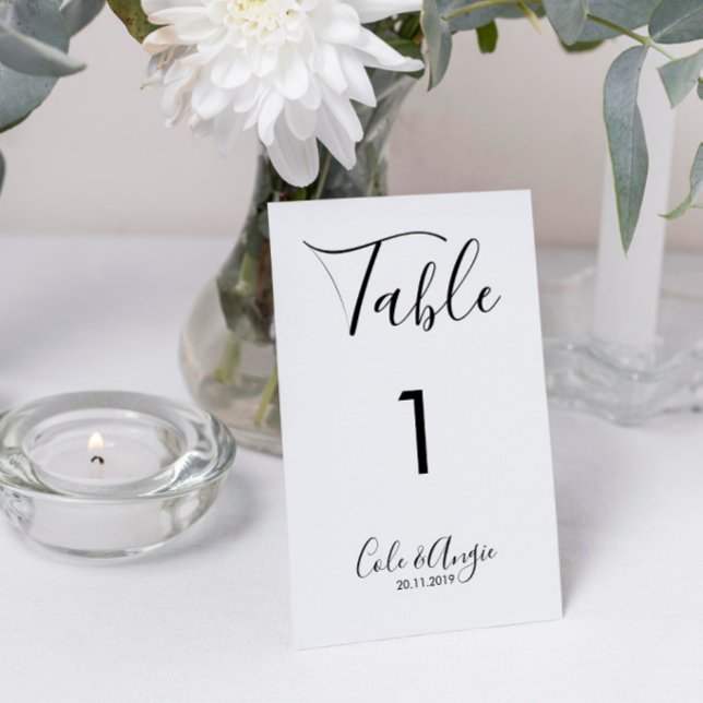 Números de Tabela de Casamento Minimalistas - Fron (Minimalist Wedding Table Number with Crossed Borders.)