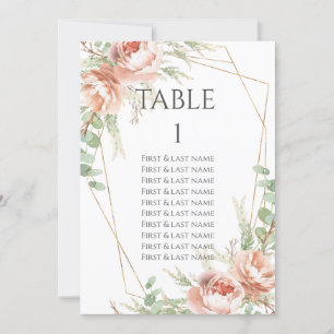 Números de Tabela de Casamento - Rosas de Blush