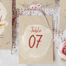 Números de Tabela de Casamento Rustic Boho Floral