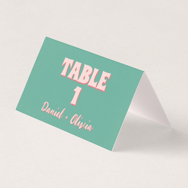 Números de tabela de casamentos ondulados rosa e v (Frente)