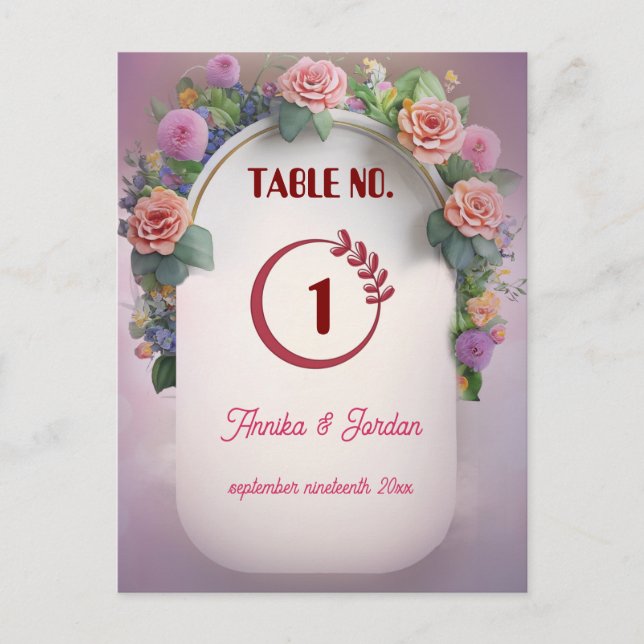 Números de Tabela de Convite de Casamento de Luxo (Frente)