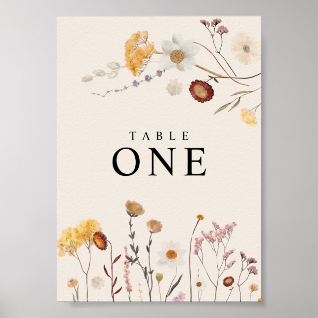 Números de Tabela de Flores Selvagens Poster (Frente)
