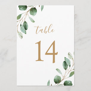 Números de tabela Elegante Dourada Eucalyptus Gree