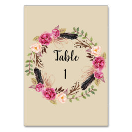 Números de Tabela Floral Rustic Cartão de Número d