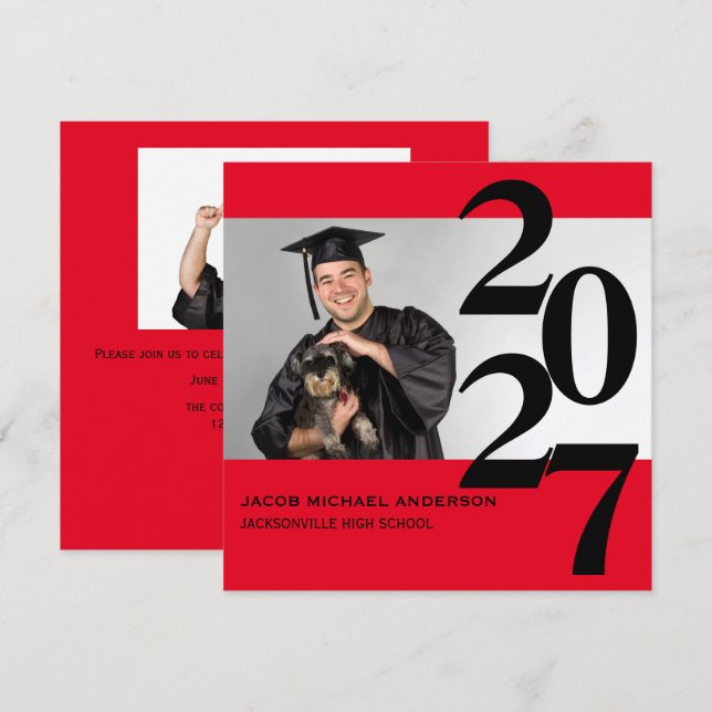 Números grandes fora do centro - Anúncio de gradua (Frente/Verso)