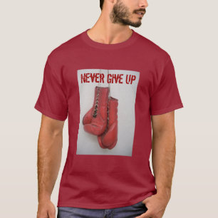 Nunca dê acima, t-shirt das luvas de