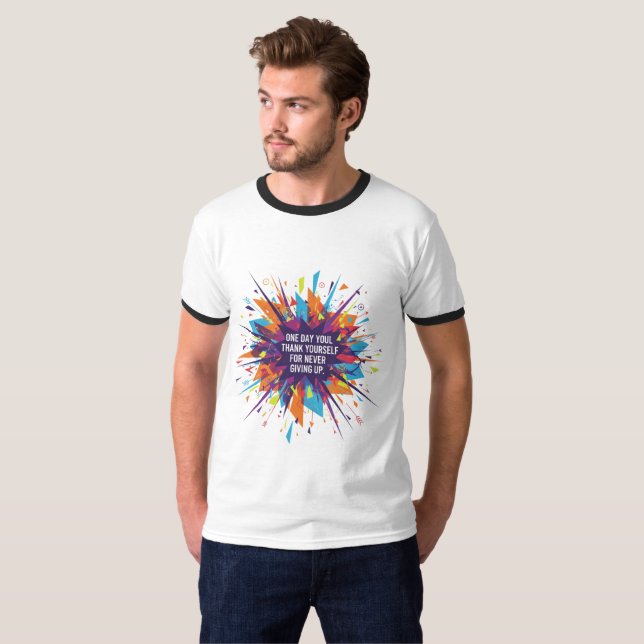 "Nunca Desista - Camiseta Motivacional Explosiva" (Frente Completa)