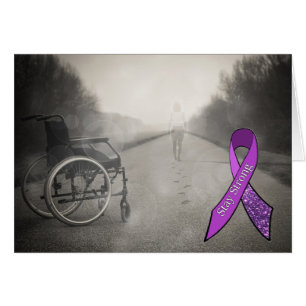 "Nunca desista" saindo do cartão de cadeira de rod