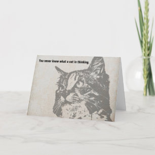 Nunca se sabe que um gato pensa num cartão de ani