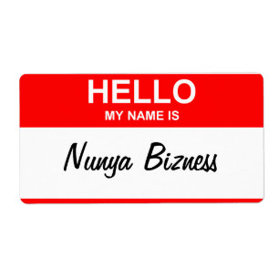 Nunya Bizness itens de nome de etiqueta
