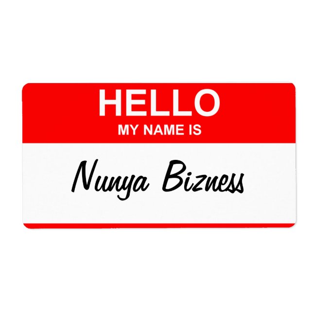 Nunya Bizness itens de nome de etiqueta (Frente)