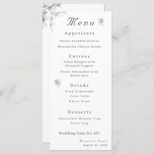 Nupcial Unity Católica Wedding Flat Menu (Frente/Verso)