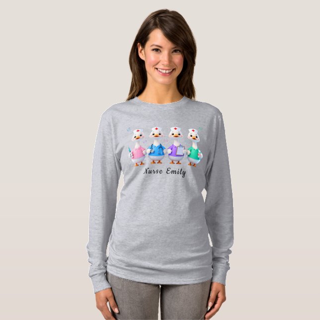 Nurse Emily Long Sleeve Gray Goose T-Shirt (Frente Completa)