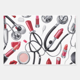 Nurse Glam – Stethoscope & Lipstick Pattern